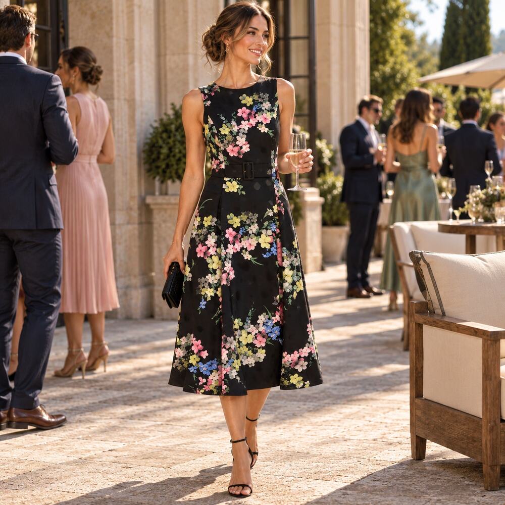 NWT Ted Baker London Camylle Pergola Belted Midi Dress black Floral Sz1/US2 $349